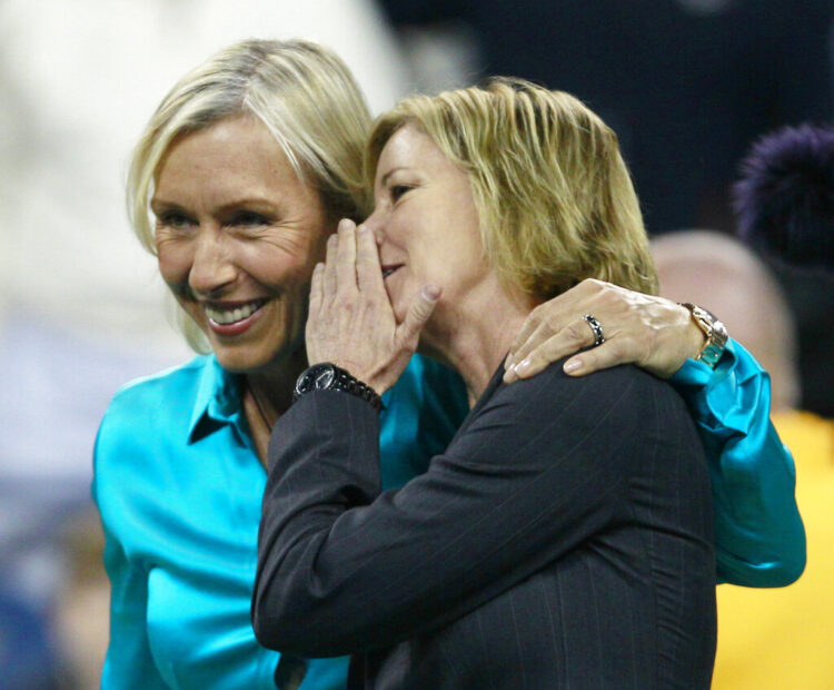 Retired tennis greats Martina Navratilova and Chris Evert at the 2010 U.S. Open.