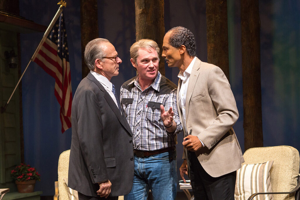 (L to R) Ron Rifkin as Menachem Begin, Richard Thomas as Jimmy Carter and Khaled Nabawy as Anwar Sadat in Camp David at Arena Stage at the Mead Center for American Theater March 21-May 4, 2014. 