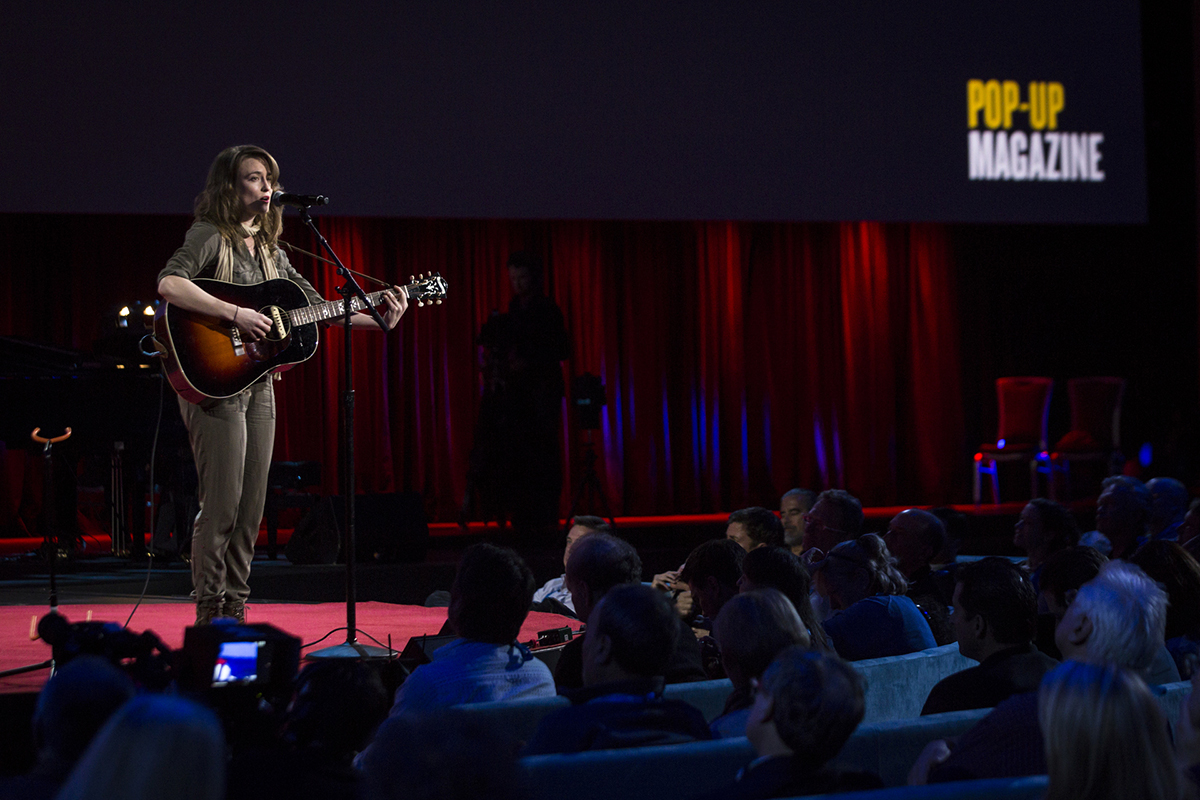 During “Truth and Dare,” for which Pop-Up Magazine teamed up with TED, Dawn Landes performed a song from her musical called "Row" 