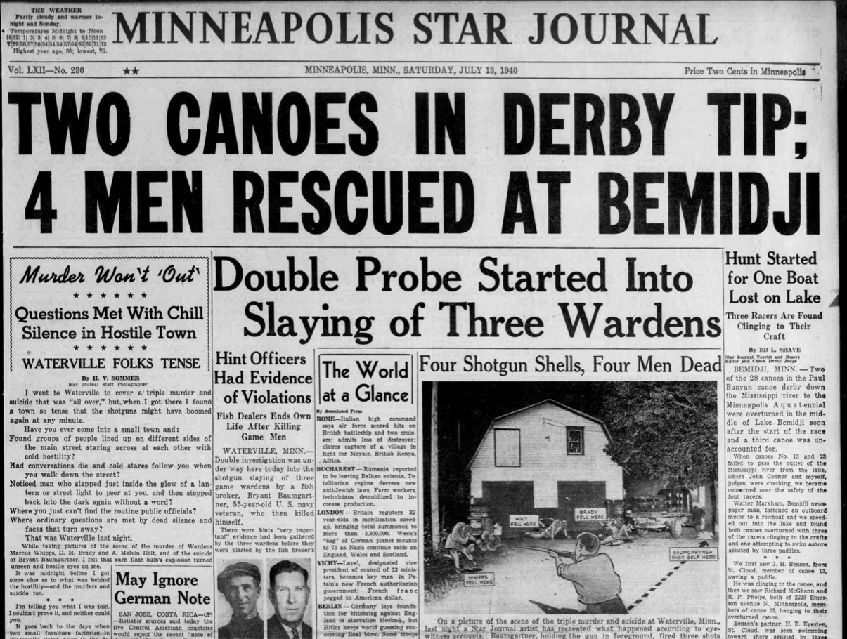 Archival front page from the Minneapolis Star Journal.