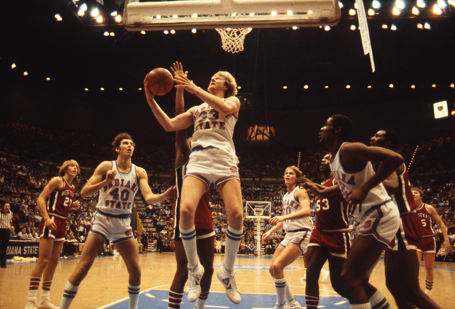 Larry Bird. (Photo via Indiana State University Libraries, courtesy Keith O'Brien)
