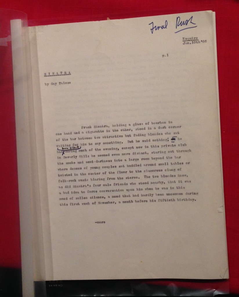 The manuscript that Talese turned in to Esquire. (Photo by Elon Green)