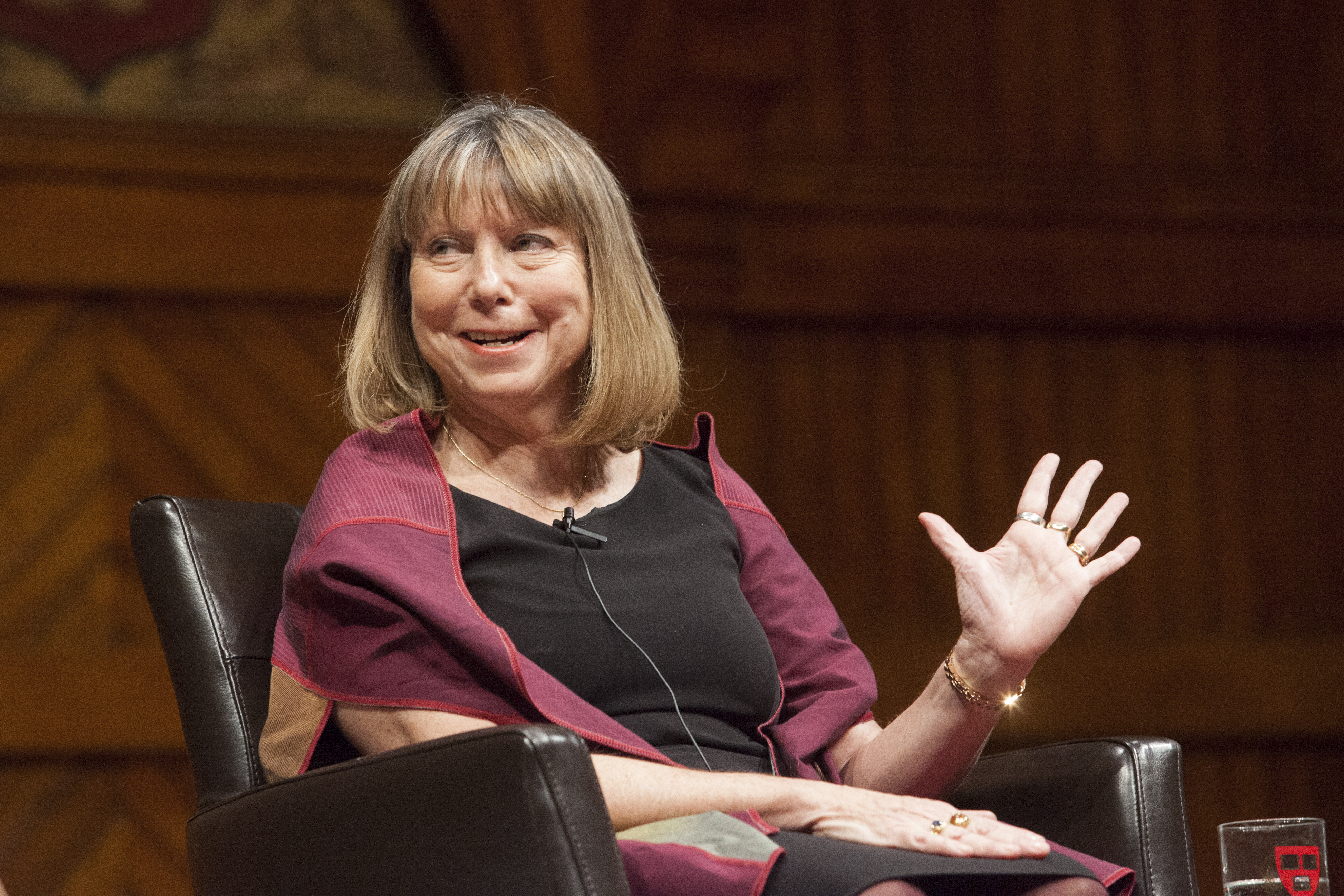Jill Abramson spoke about women in leadership at an event in Harvard's Sanders Theatre in April, a month before she was fired as executive editor of The New York Times