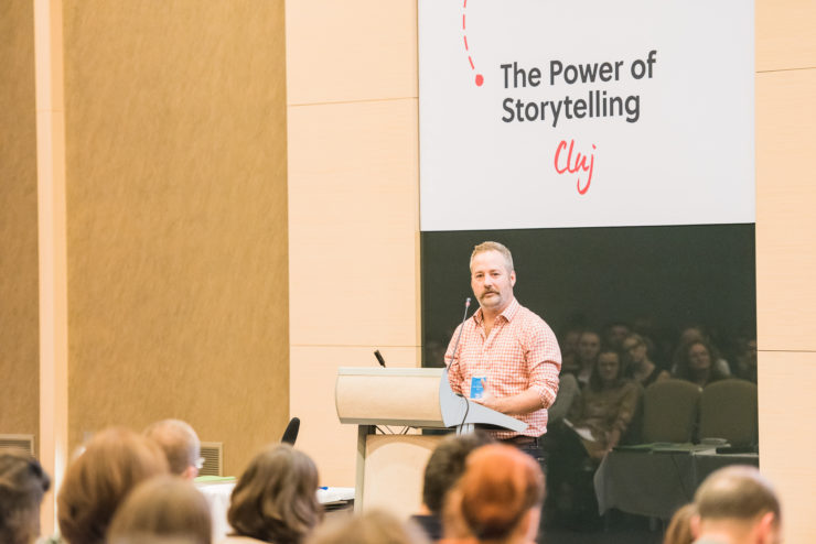 Chris Jones at the The Power of Storytelling international conference in Bucharest.