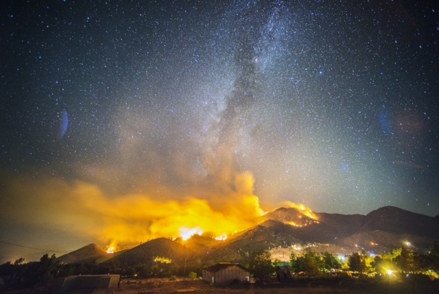 The Way Fire burns in the hills above Wofford Heights in Central California.
3:51am.  30 seconds with 14mm lens @f.2.8.
