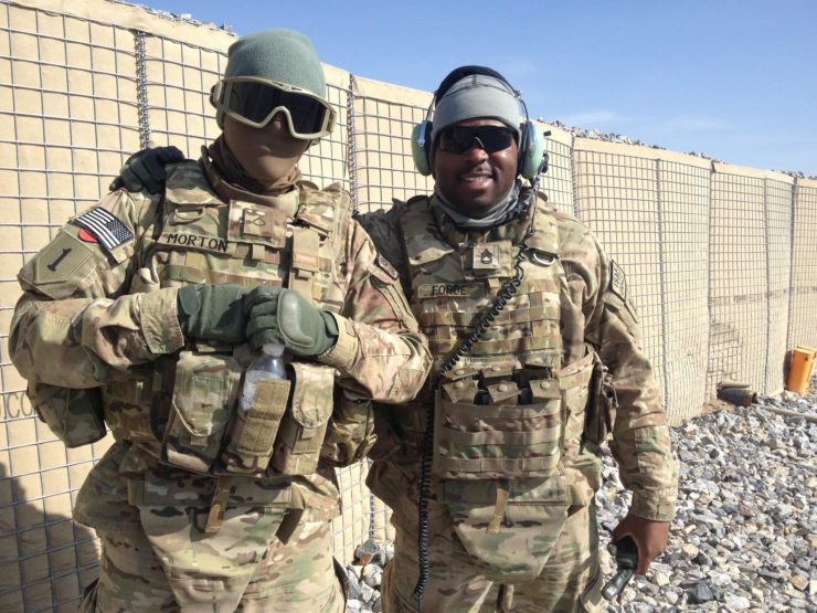 Pfc. Jayson Morton and Sgt. 1st Class Omar Forde on Nov. 10, 2013, in Afghanistan. 