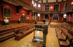 Not all debate societies are as rarefied as the Oxford Union, whose Debating Chamber is shown here, but they are still mainly the preserve of the privileged.