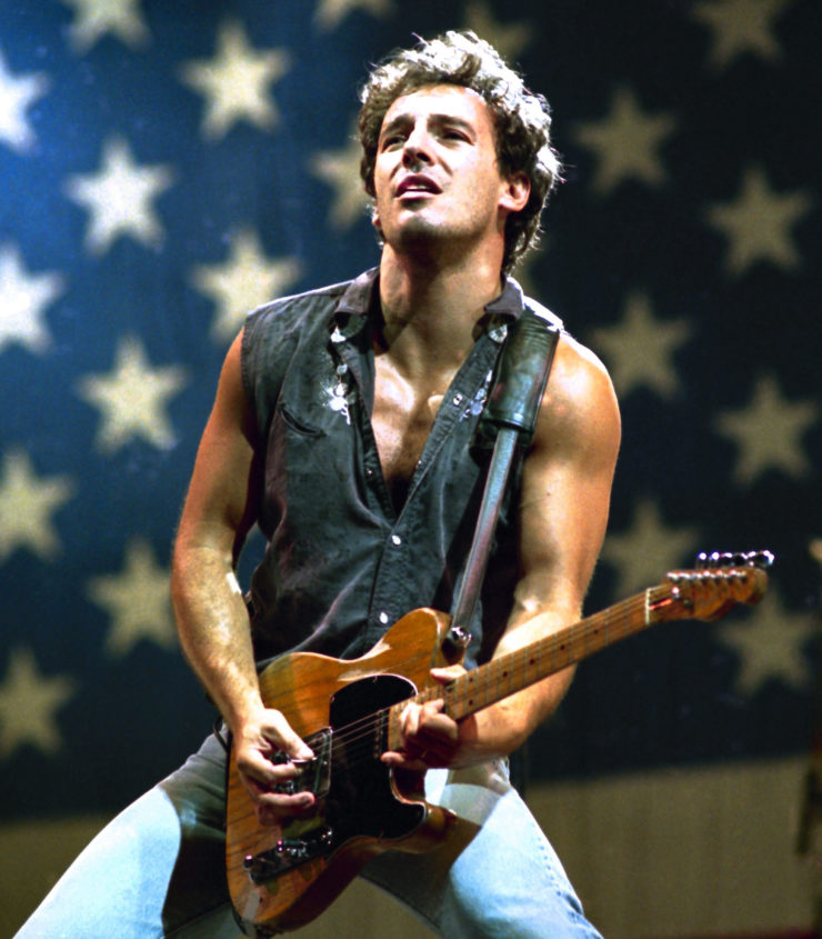 Bruce Springsteen performs "Born in the U.S.A." in 1985. 