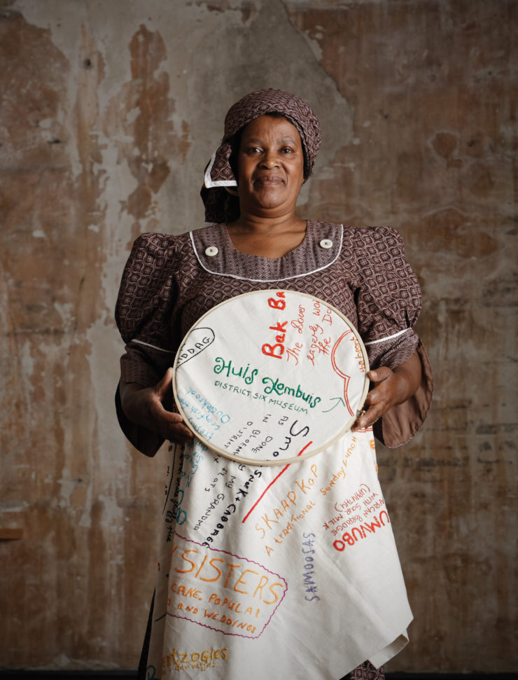Revina Gwemi spent seven years embroidering the names of former District Six residents and their memories on a “memory cloth” at the District Six Museum.
