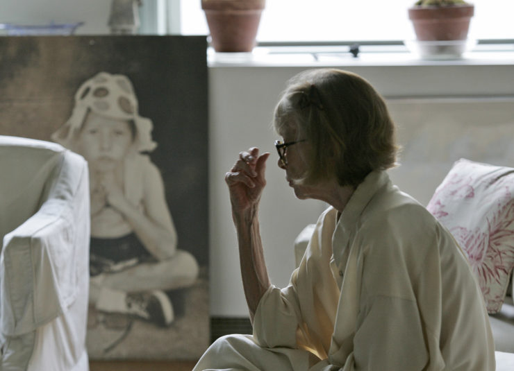 Author Joan Didion  is shown near a painting of her daughter, Quintana, in her New York apartment in 2007.