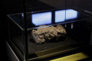 The only remaining piece of the 130-ton fatberg, on display at the Museum of London.