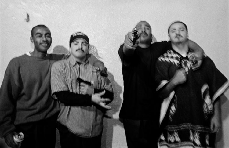 The photo was taken on the first night Joseph Rodriguez received permission from the Evergreen gang to photograph their lives in Boyle Heights, Los Angeles, in 1993 (from his book "East Side Stories Gang Life in East L.A.," PowerHouse Books).