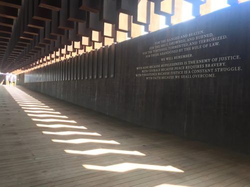 The pavilion of the National Memorial For Peace and Justice in Montgomery, Alabama.