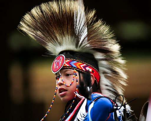 A Pow Wow dancer at the Pine Creek Indian Reservation in Fulton, Michigcan in 2017