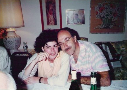 The author, Caren Chesler, and her father celebrating Passover at a relative's house in Florida, 1986