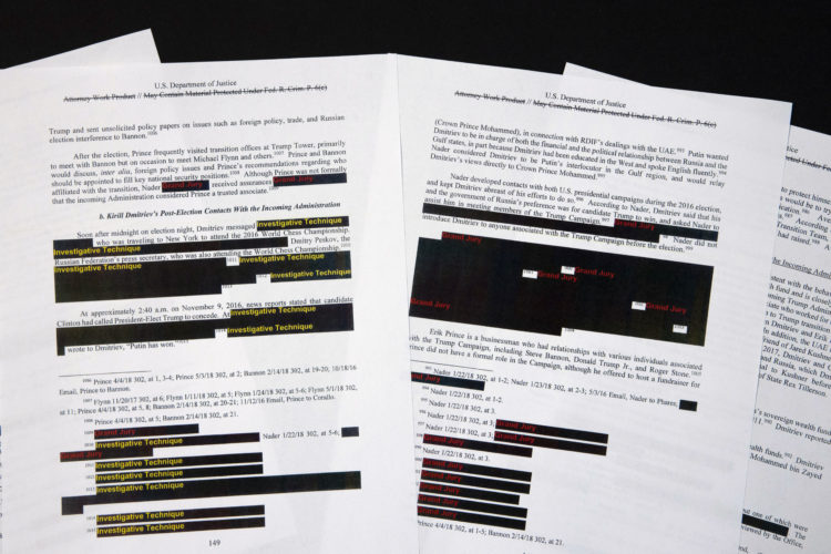 Special counsel Robert Mueller's redacted report on the investigation into Russian interference in the 2016 presidential election.