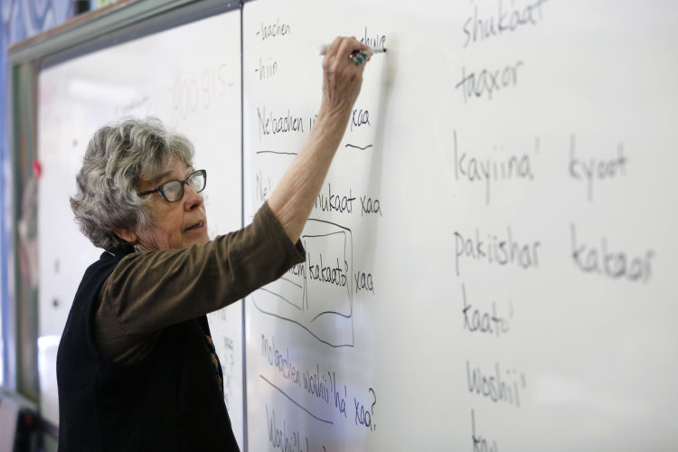 UCLA linguist Pam Munro leads a monthly class in San Pedro where students are trying to revive the lost language of Los Angeles' Gabrielinos-Tongva tribe