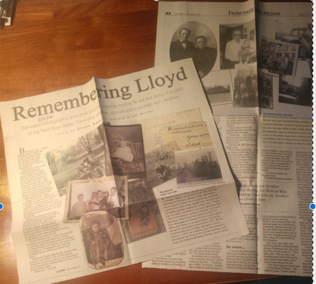 "Remembering Lloyd," an obituary/remembrance of a local man who had died 17 years earlier, published in the Grand Forks Herald in November 2012.