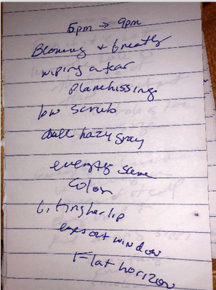 A page from Kelley Benham French's reporting notebook in Angola