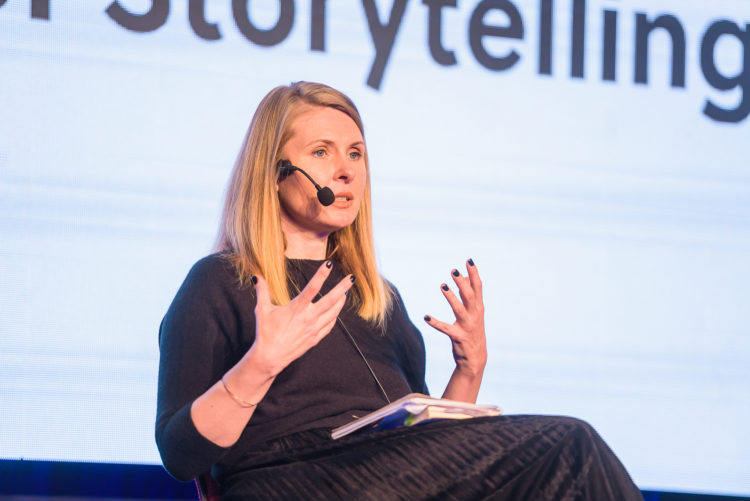 Journalist and novelist Tatiana Tibuleac in an intimate keynote at the 2019 Power of Storytelling conference in Bucharest