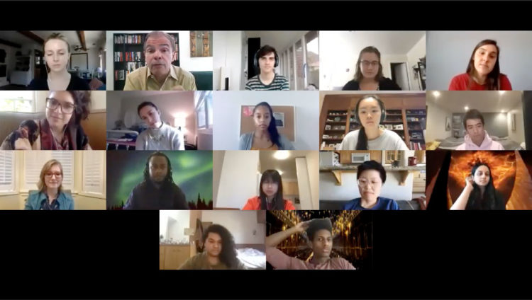 Screenshot of a journalism class at Stanford taking place on Zoom