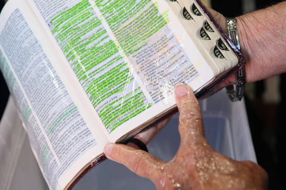 An oil-soaked Bible