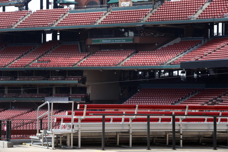 Busch Stadium, home of the St. Louis Cardinals, empty during the coronavirus shutdown