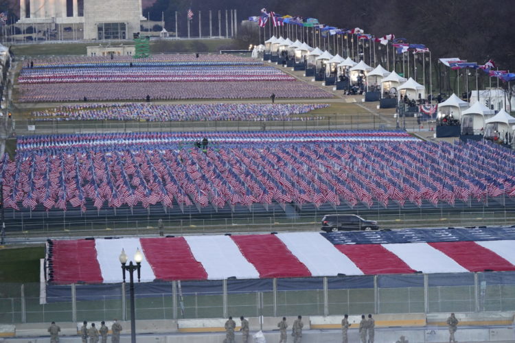 A field of flags on U.S. National Mall as Joe Biden is inaugurated president