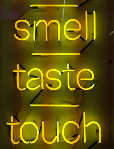 Neon sign: Smell Taste Touch