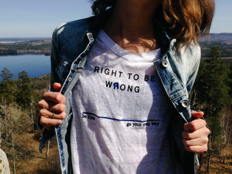 T-shirt that reads "Right to be Wrong"