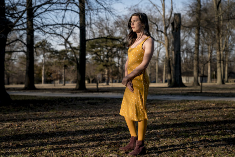 Chloe Clark, 14, outside her home in St. Louis, Missouri. She came out to her parents as transgender a year earlier.