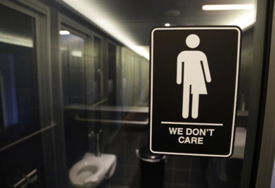 A gender-neutral bathroom sign at a hotel in Durham, N.C., in 2018