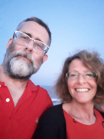 Lisa Grace Lednicer with her husband, jouranalist Drew DeSilver, in 2021