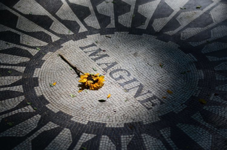 "Imagine" plaque memorial to John Lennon in New York's Central Park