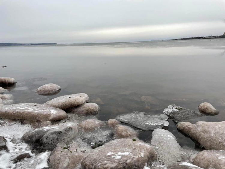 Shore of Lake Superior at Bayfield, Wisconsin, in December 2021