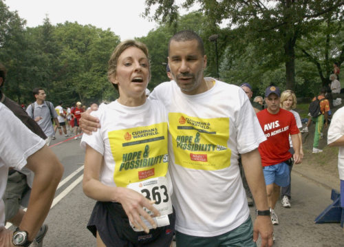 Trisha Meili, victim of a 1989 rape and beating in Central Park, during a charity run in the park in 2003