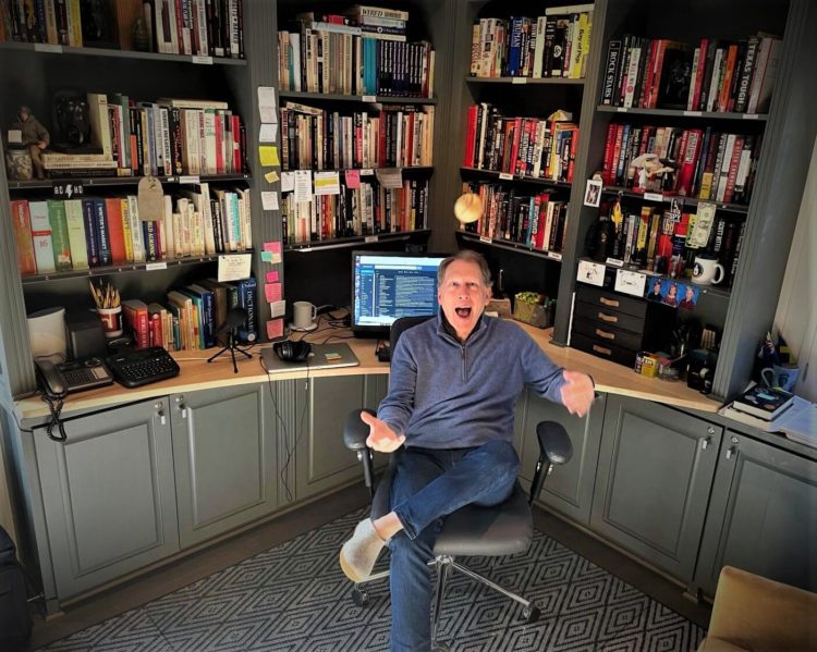 Journalist Bryan Denson in his writing room