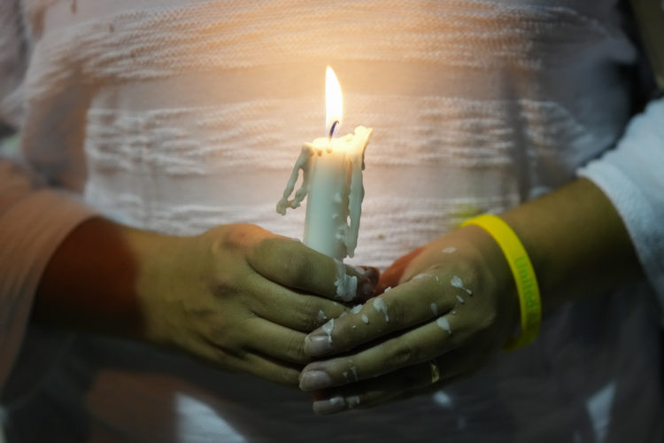 A memorial vigil for victims of the 2021 Surfside condo collapse in Miami, Florida