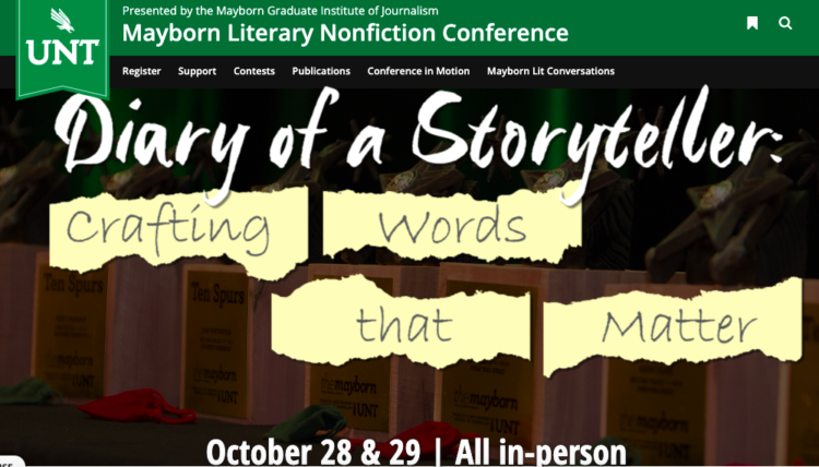 Website announcing 2022 Mayborn Literary Nonfiction Conference Oct. 28-29