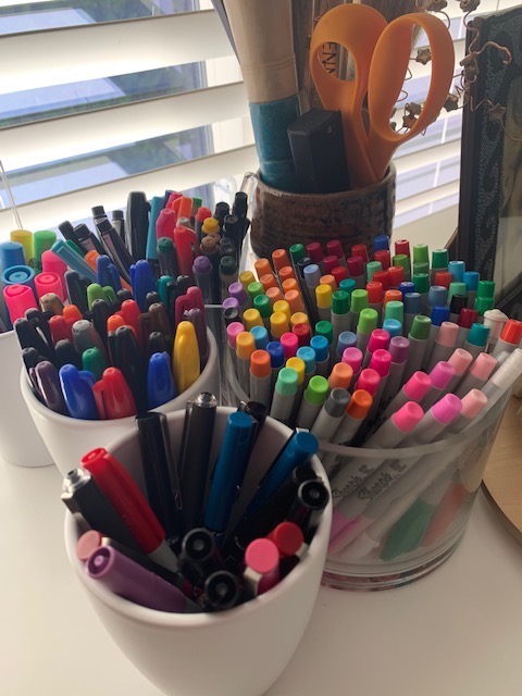 Sharpie pens organized for a new school year