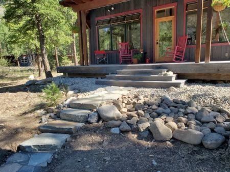 Flagstone steps at a mountain cabin