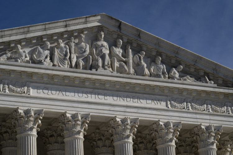Sculptures on the gable of the U.S. Supreme Court building