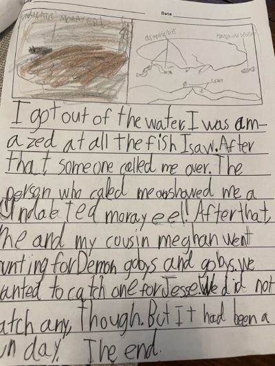 Story about swimming by an 8-year-old