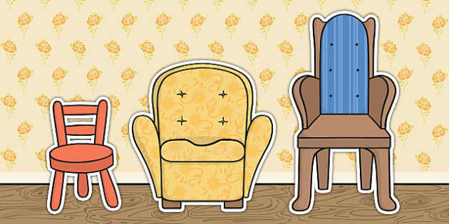 A drawing of the Three Bears' chairs from "Goldilocks"