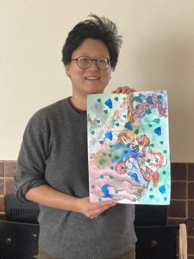 Science writer Sophia Chen with another view of her free-paint
