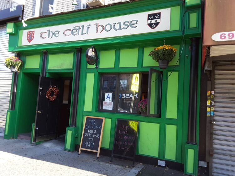 The street front of The Ceili House, an Irish pub in Queens, New York