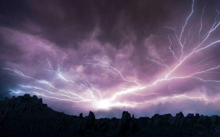Photo of lightning in a night sky